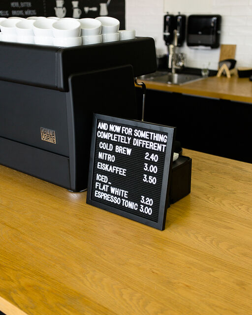 Portrait of the coffee manufacturer Purschwarz Detailed view of the Purschwarz coffee bar