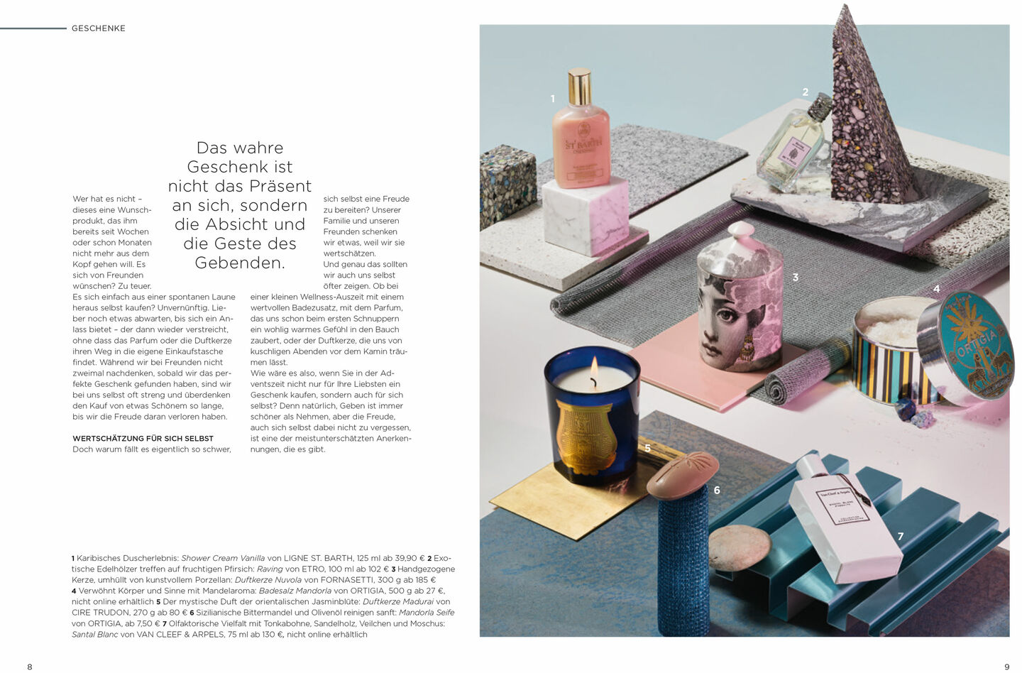 LUDWIG BECK Beauty: Christmas photo shoot with beauty products for the autumn/winter 2019 edition Screenshot of a double page from the LUDWIG BECK beauty magazine autumn/winter 2019