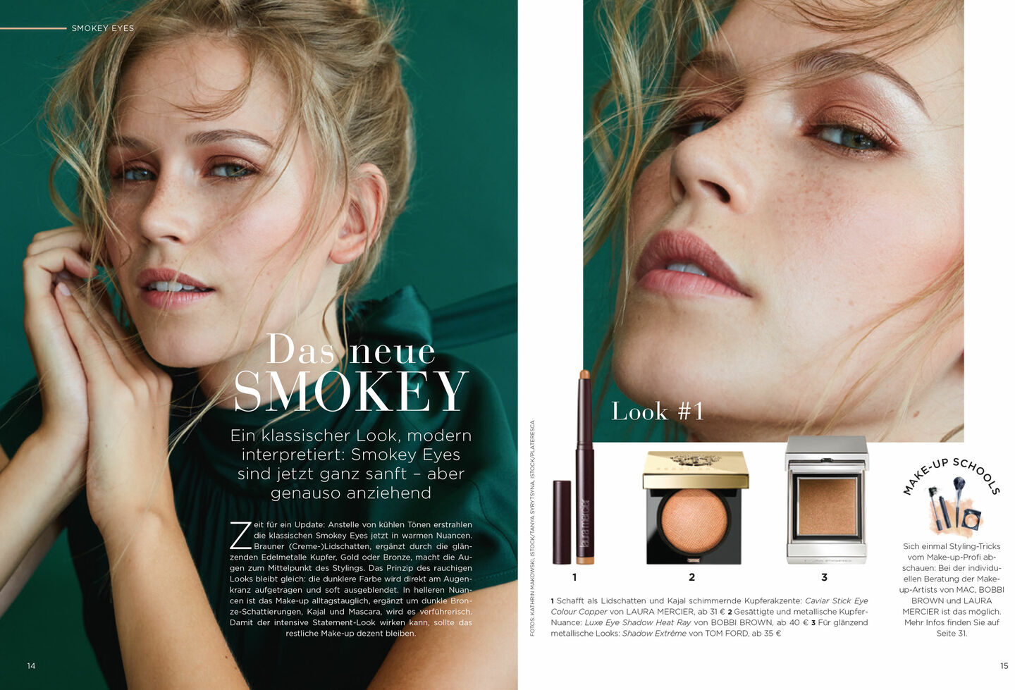 Smokey Eyes: Make-up production for the LUDWIG BECK beauty magazine autumn/winter 2019 Double page from the LUDWIG BECK beauty magazine Autumn/Winter 2019 with products for smokey eyes