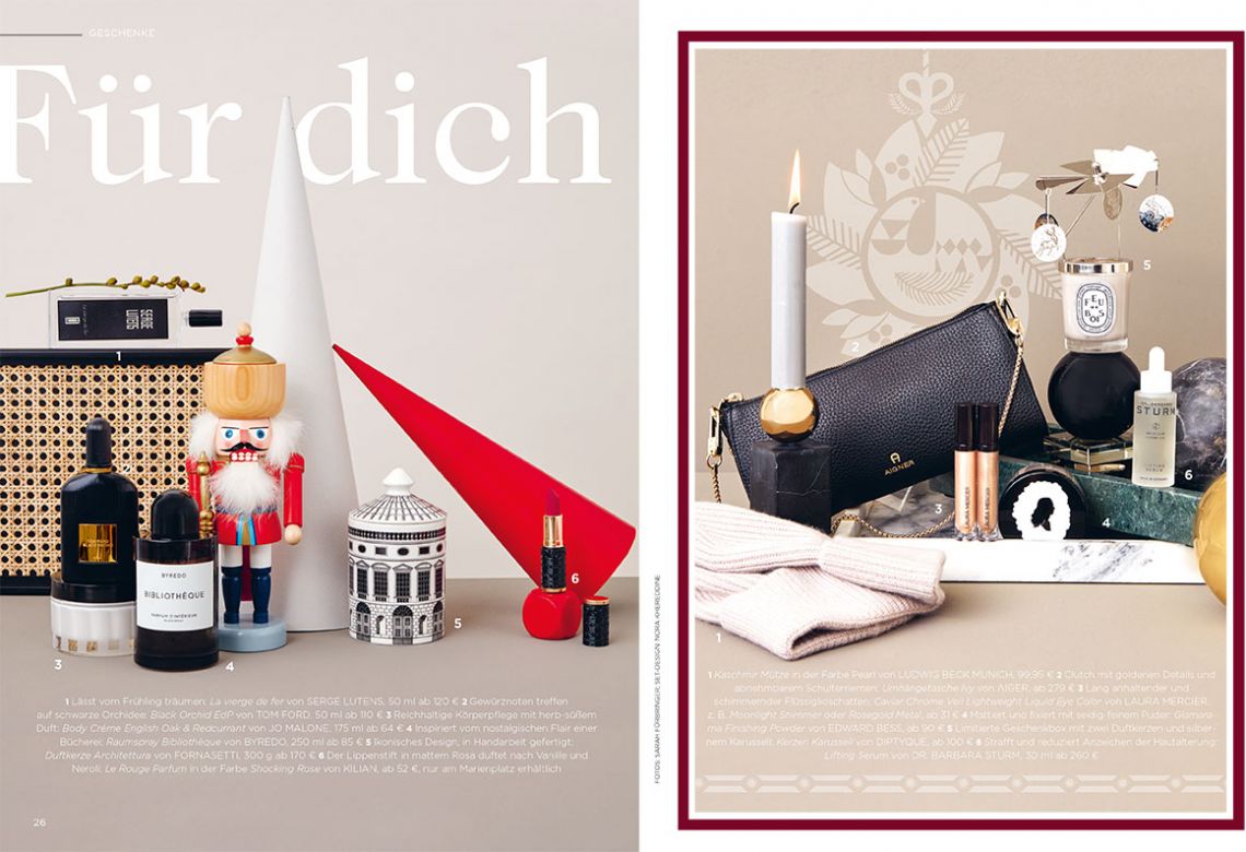 LUDWIG BECK Beauty: Layout of the winter 2020 edition Magazine layout with pictures showing beauty products