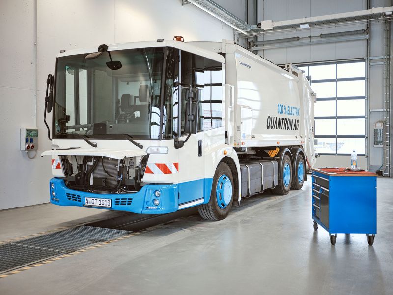 Company profile: Quantron AG from Augsburg, Germany Electronic truck in workshop