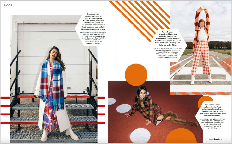 Storyboard GmbH oversees graphics for "freundin" magazine Fashion spread in "freundin" magazine