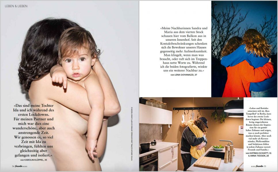 Storyboard GmbH oversees graphics for "freundin" magazine Photo spread on the subject of "hugs" in "freundin" magazine