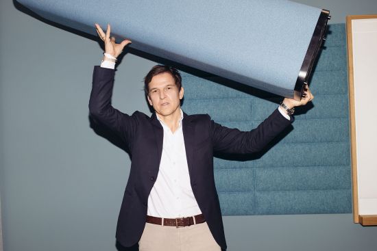 Xplr: Media Interview Christoph Schneider Christoph Schneider, Amazon Prime boss with blue stool in hand