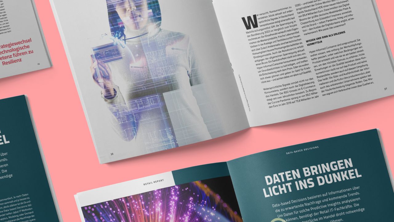 Spread double pages from the “Retail Report” published by the Zukunftsinstitut (Future Institute)